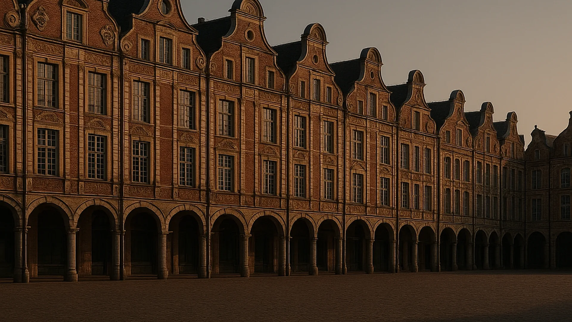 Façades baroques flamandes et arcades de la Grand'Place d'Arras